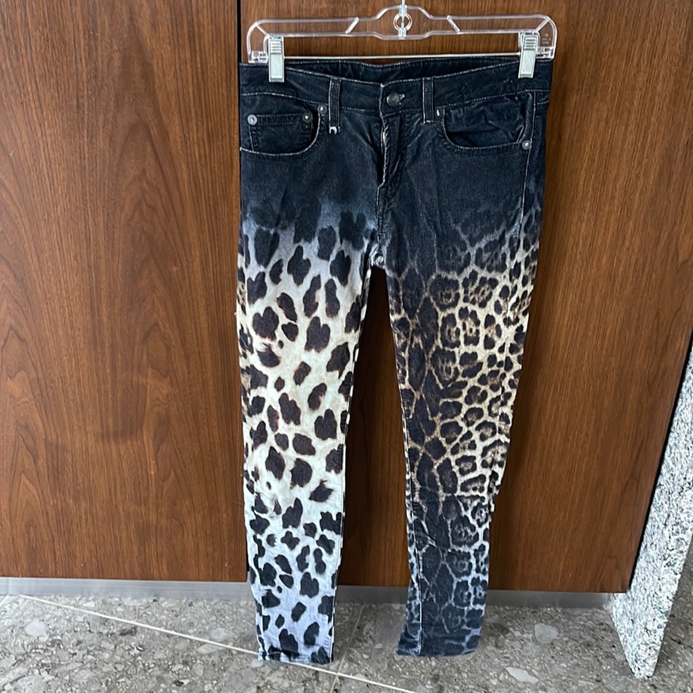 R13 leopard velvet skinny jeans